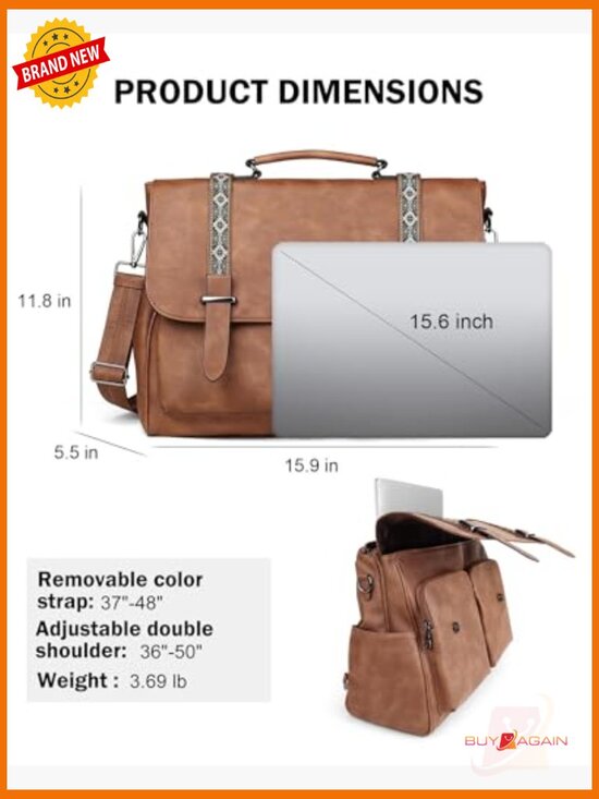 Designer Leather Satchel Backpack Messenger Bag Large Laptop Briefcase main image 6
